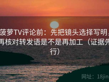 菠萝TV评论前：先把镜头选择写明，再核对转发语是不是再加工（证据先行）
