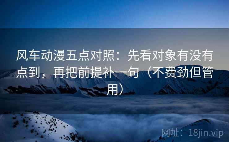风车动漫五点对照：先看对象有没有点到，再把前提补一句（不费劲但管用）