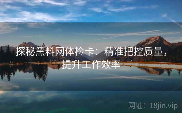 探秘黑料网体检卡:精准把控质量,提升工作效率 探秘黑料网体检卡:精准把控质量,提升工作效率